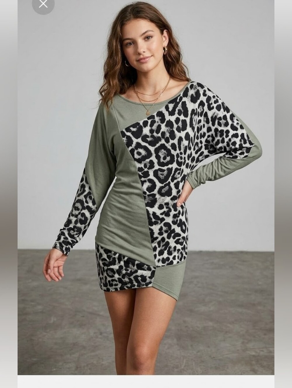 Rare GUARAPO animal print Colorblock Ruched mini dress M